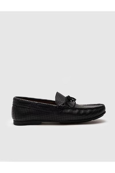 Cabani Black Genuine Leather Men's Casual Shoes