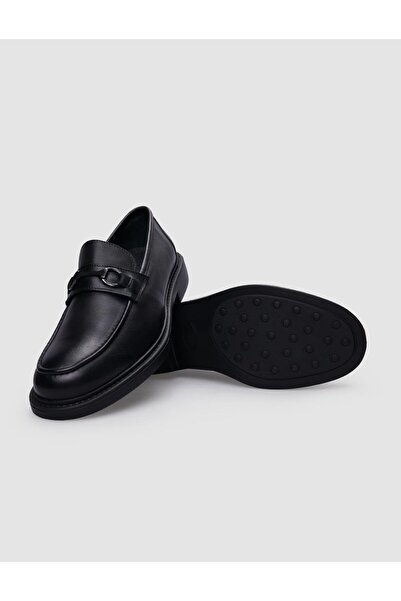 Cabani Μαύρο ανδρικό loafer από γνήσιο δέρμα - 100% αγκράφα