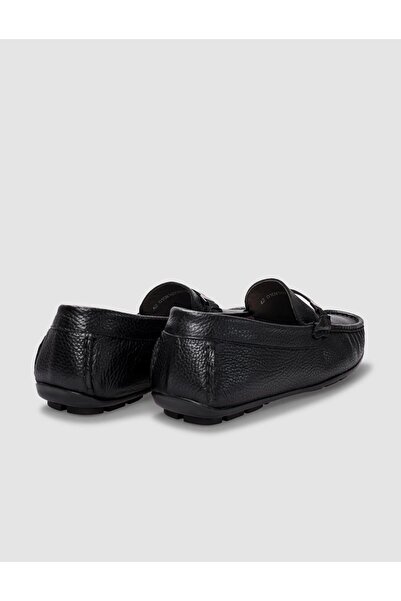 Cabani Hakiki Deri Siyah Tokalı Erkek Loafer