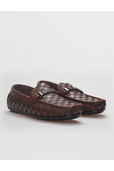Cabani 100% Genuine Leather Brown Buckle Detailed Men's Loafer