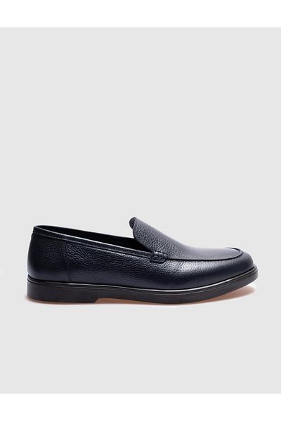 Cabani Navy Blue Genuine Leather Men's Casual Shoes