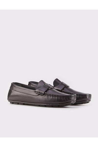 Cabani Black Genuine Leather Men's Loafer