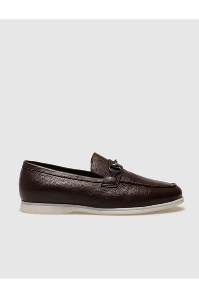Cabani Genuine Leather Brown Buckle Men's Loafer