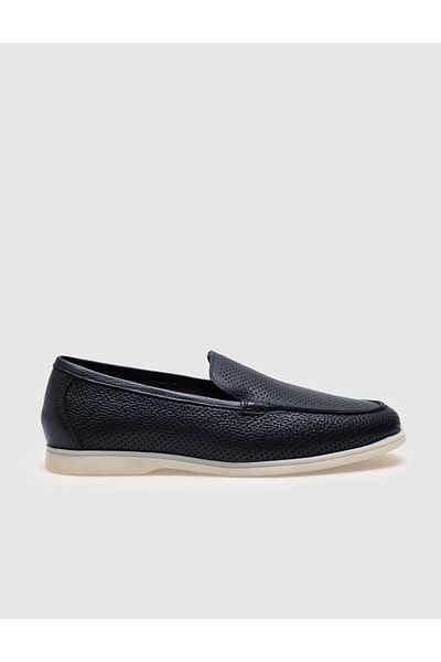 Cabani Genuine Leather Navy Blue Men's Loafer
