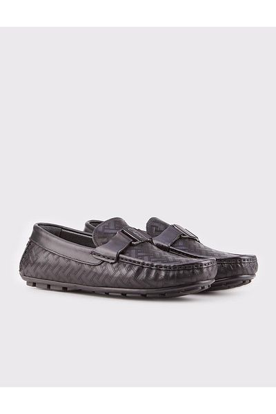 Cabani Black Genuine Leather Men's Loafer