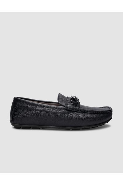 Cabani Black Genuine Leather Men's Loafer - 100% Buckle