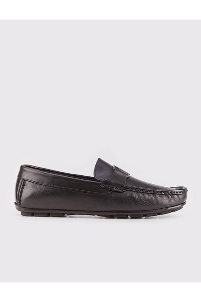 Cabani Black Genuine Leather Men's Loafer