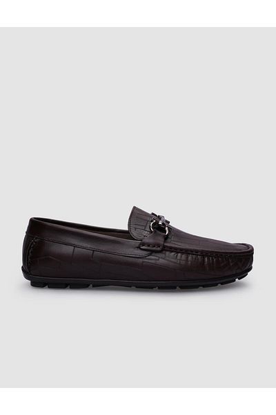 Cabani Men's Loafer - 100% Genuine Leather, Brown, Buckle and Patterned