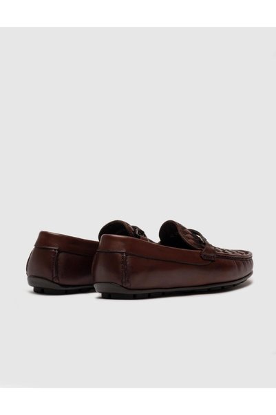 Cabani Genuine Leather Belted Brown Men's Loafer Shoes