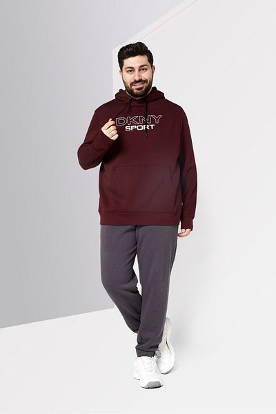 DKNY Sport Men Sports Fit Brand Logo Print Long Sleeves Sweatshirt, Maroon