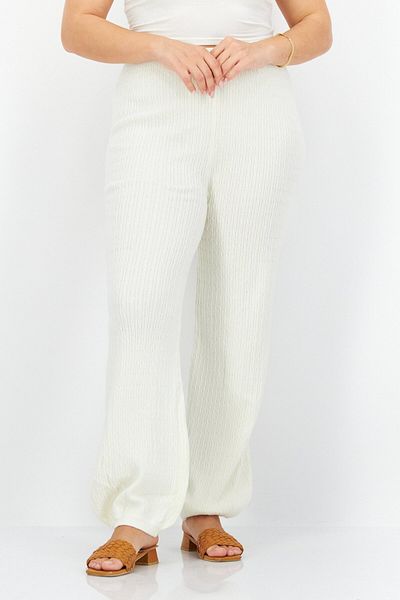 BB Dakota by Steve Madden Women Knitted Cable Jogger Pants, Ivory