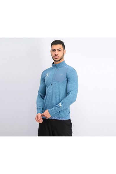 New Balance Men Sportswear Fit Long Sleeve Running T-shirt, Chambray Blue