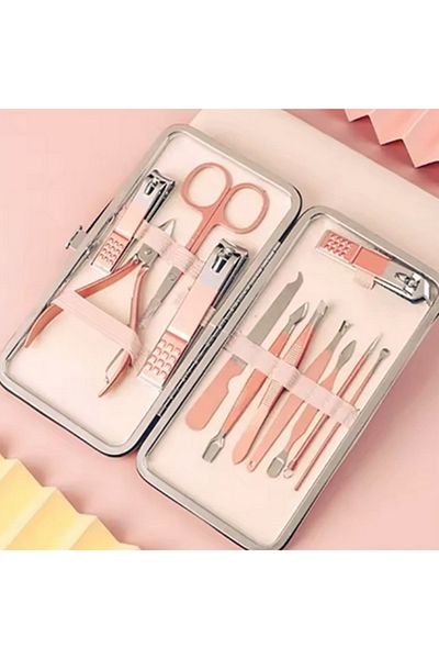 gaman Stainless Steel Manicure&Pedicure Nail Set 12 Pieces with Professional Bag