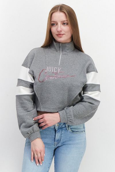 Juicy Couture Women Mock Neck Long Sleeve Graphic Print Sweatshirt, Grey
