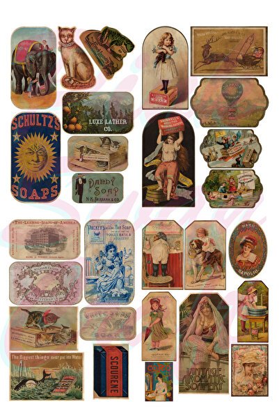 Pink Swan Craft Set de autocolante de săpun cu etichete vintage – Bullet Jour...