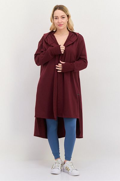 Nine West Women Sportswear Fit 3/4 Sleeve Outdoor Cardigan, Maroon