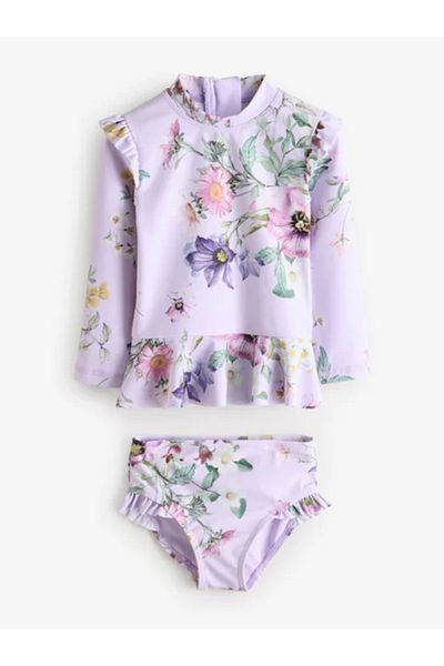 Next Baby Lilac Purple Floral Upf50 Sun-Proof Swimsuit - Alye77682