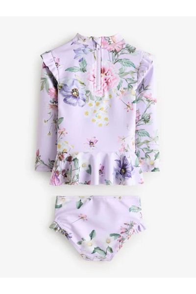 Next Baby Lilac Purple Floral Upf50 Sun-Proof Swimsuit - Alye77682