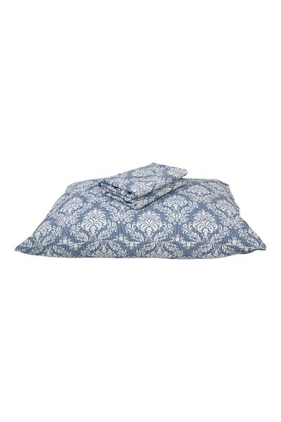 femmhome Ranforce Single Dress Set - Elastic, 120X200 Cm, Blue/Dusty Damask