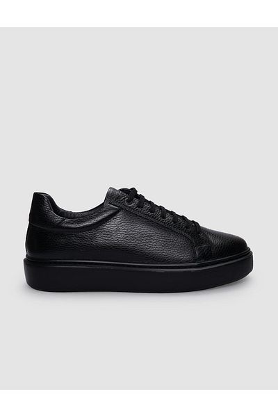 Cabani 100% Genuine Leather Black Lace-Up Men's Sports Shoes