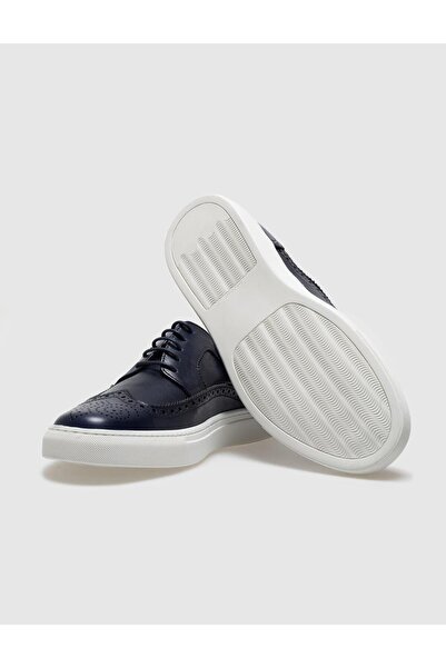 Cabani Ανδρικά αθλητικά παπούτσια από γνήσιο δέρμα Navy Blue Lace-Up