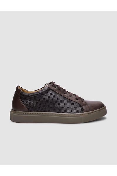 Cabani Men's Sneakers - 100% Genuine Leather, Brown, Lace-up