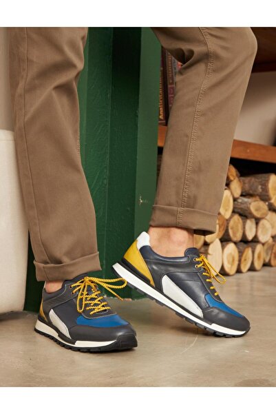 Cabani Hakiki Deri Gri Bağcıklı Erkek Spor Ayakkabı