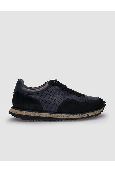 Cabani Black Suede Smoked Men's Sneakers - 100% Genuine Leather Laced