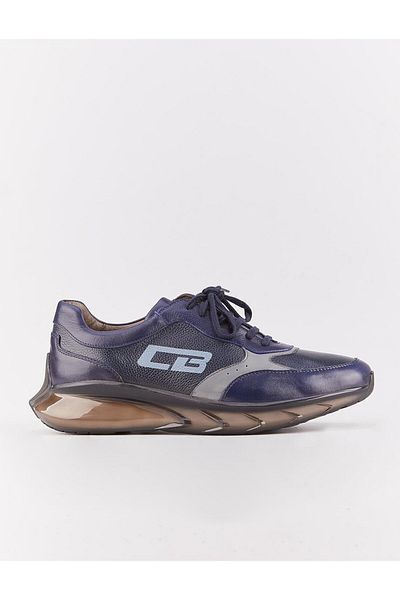 Cabani Light Eva Sole Genuine Leather Navy Blue Lace-Up Men's Sports Shoes