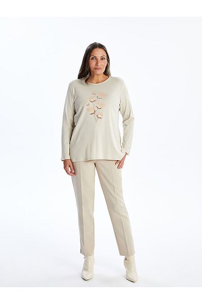 LC Waikiki Γυναικείο φλοράλ μπλουζάκι LCW Grace Crew Neck