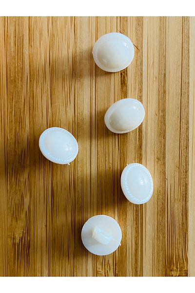 Öztürk Cream Baby Button with a Stitch from the Bottom. 13mm. Half Pearl Shaped.