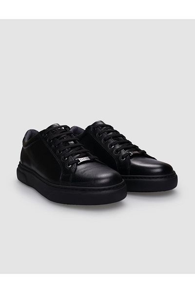 Cabani 100% Genuine Leather Black Lace-up Men's Sneaker