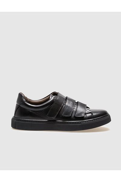 Cabani Black Genuine Leather Men's Sports Shoes