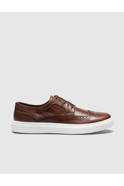 Cabani Genuine Leather Tan Lace-Up Men's Sports Shoes