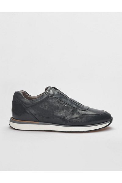 Cabani Navy Blue Genuine Leather Men's Sports Shoes