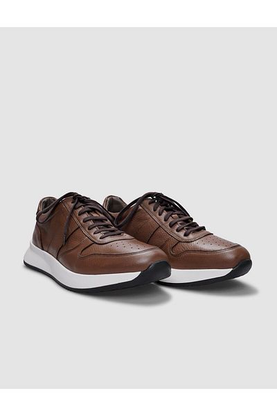 Cabani Genuine Leather Tan Lace-Up Men's Sports Shoes