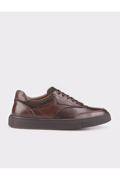Cabani Genuine Leather Brown Lace-Up Men's Sports Shoes