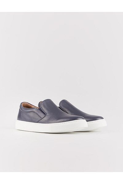 Cabani White Sole Genuine Leather Navy Blue Men's Sports Shoes