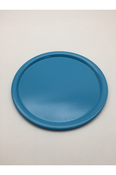 Fiyakalı Ürünler Atölyesi 3-Piece Metal Turquoise Single Decorative Tea, Coffee and Cake Service Presentation Tray 22cm