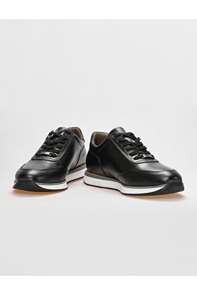 Cabani Ανδρικά αθλητικά παπούτσια από γνήσιο δέρμα μαύρα Lace-Up