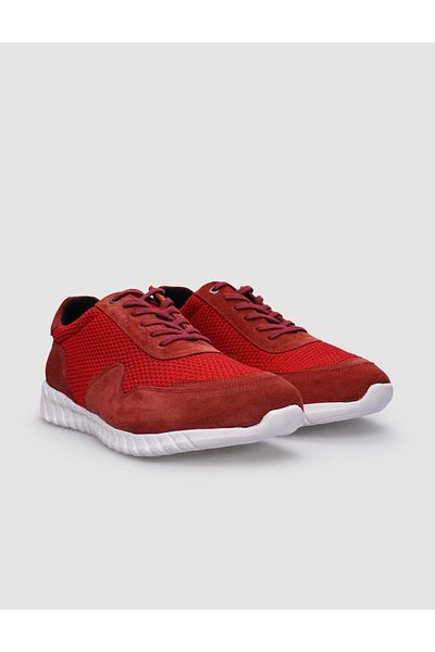 Cabani Men's Sneakers - Knitwear Red, Lace-up