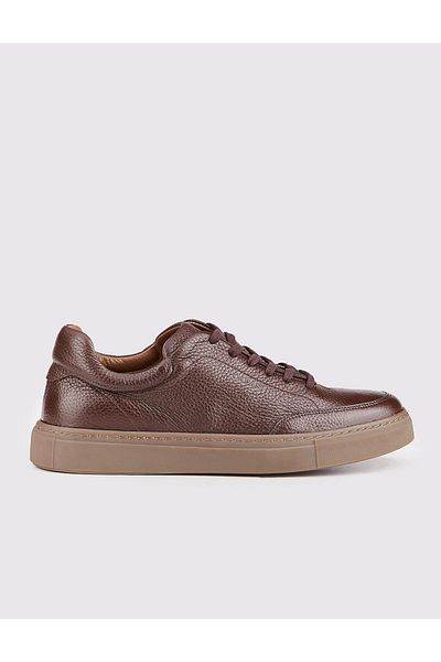 Cabani Light Rubber Sole Genuine Leather Brown Lace-Up Men's Sports Casual Shoes