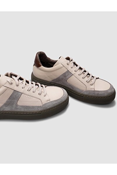 Cabani Ανδρικά αθλητικά παπούτσια 100% γνήσιο δέρμα μπεζ με κορδόνια