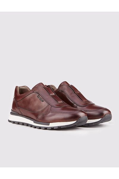 Cabani Men's Sneakers - Genuine Leather, Brown, Light Rubber Sole