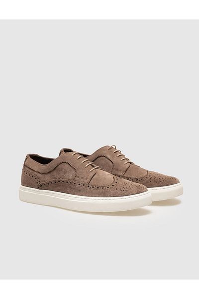 Cabani Genuine Leather Mink Suede Lace-Up Men's Sports Shoes