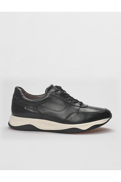 Cabani Genuine Leather Black Lace-Up Men's Sports Shoes