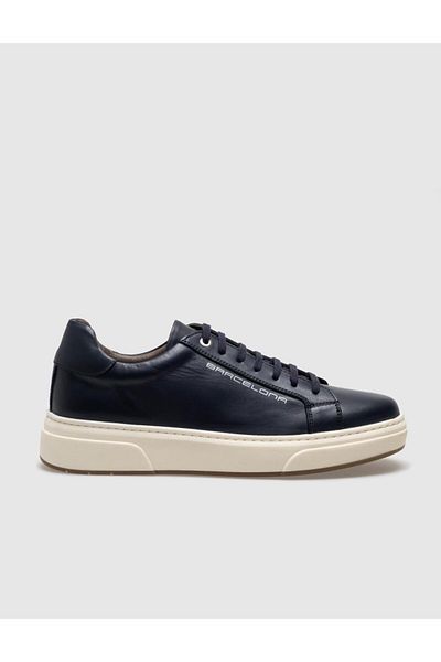 Cabani Genuine Leather Navy Blue Lace-Up Men's Sports Shoes
