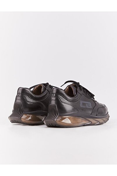 Cabani Ανδρικά αθλητικά παπούτσια εποχιακά μαύρα κορδόνια από γνήσιο δέρμα