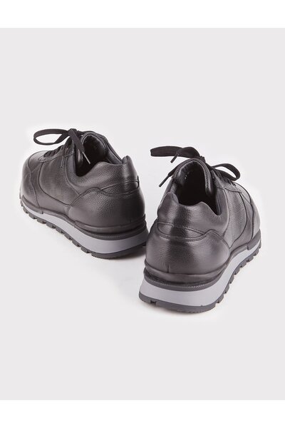 Cabani Hakiki Deri Siyah Kürklü Bağcıklı Erkek Spor Ayakkabı