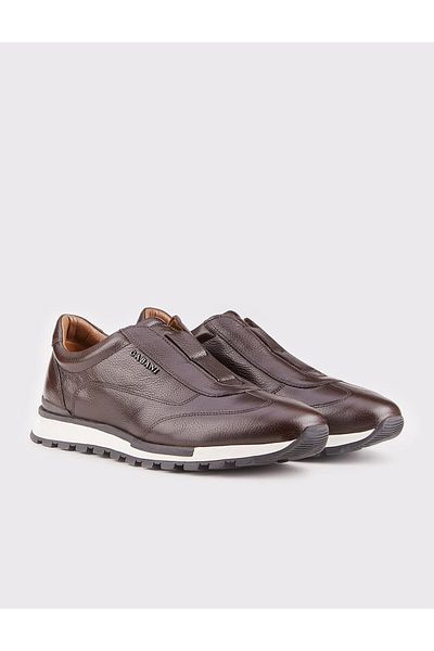 Cabani Men's Genuine Leather Brown Sneaker Sports Shoes